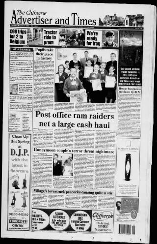 cover page of Clitheroe Advertiser and Times published on May 22, 2003