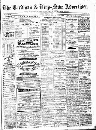 cover page of Cardigan & Tivy-side Advertiser published on April 1, 1870