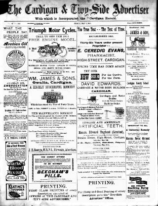cover page of Cardigan & Tivy-side Advertiser published on May 5, 1911