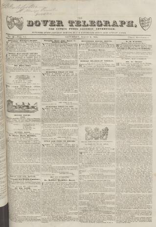 cover page of Dover Telegraph and Cinque Ports General Advertiser published on August 2, 1834
