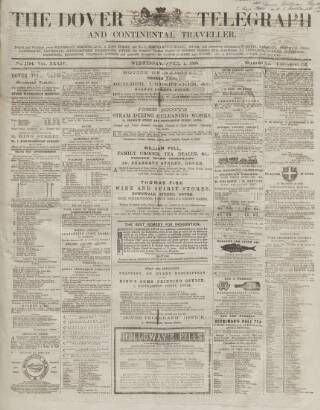 cover page of Dover Telegraph and Cinque Ports General Advertiser published on April 1, 1868