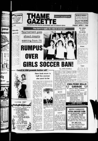 cover page of Thame Gazette published on April 1, 1983