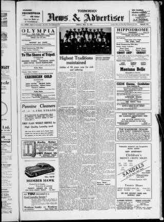 cover page of Todmorden & District News published on May 22, 1953