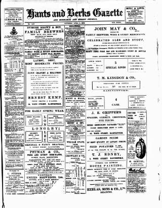cover page of Hants and Berks Gazette and Middlesex and Surrey Journal published on April 1, 1905