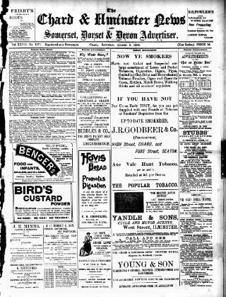 cover page of Chard and Ilminster News published on August 2, 1902