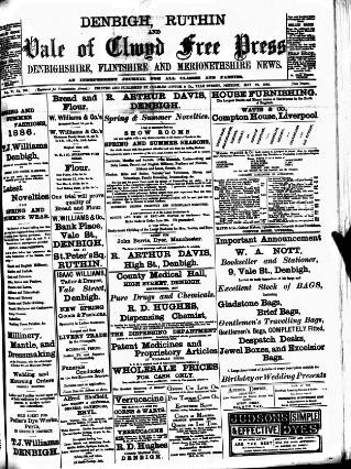 cover page of Denbighshire Free Press published on May 22, 1886