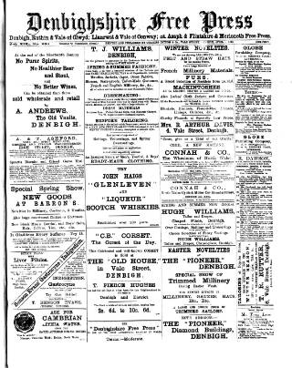 cover page of Denbighshire Free Press published on April 1, 1899