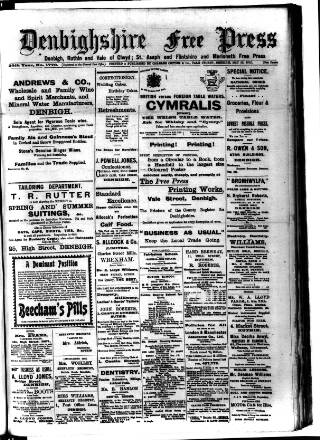 cover page of Denbighshire Free Press published on May 22, 1915