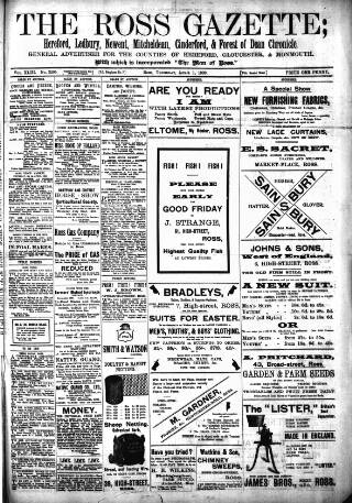 cover page of Ross Gazette published on April 1, 1909