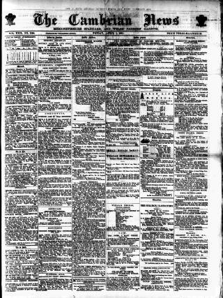 cover page of Cambrian News published on April 1, 1881