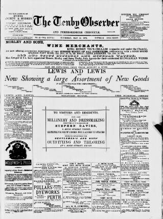 cover page of Tenby Observer published on May 22, 1879