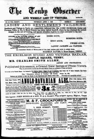 cover page of Tenby Observer published on April 1, 1886