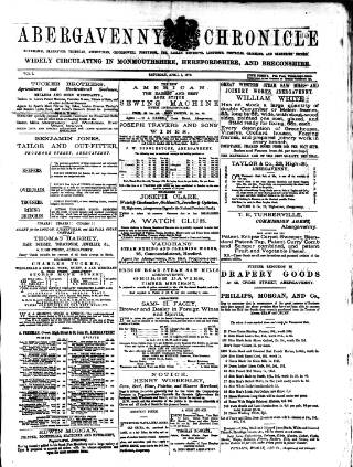 cover page of Abergavenny Chronicle published on April 1, 1876