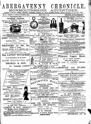 cover page of Abergavenny Chronicle published on May 22, 1885