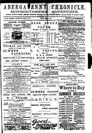 cover page of Abergavenny Chronicle published on August 2, 1889
