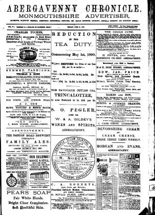 cover page of Abergavenny Chronicle published on June 13, 1890