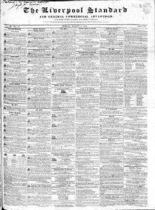 cover page of Liverpool Standard and General Commercial Advertiser published on August 2, 1833