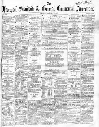 cover page of Liverpool Standard and General Commercial Advertiser published on June 13, 1854