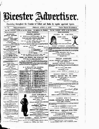 cover page of Bicester Advertiser published on April 11, 1879