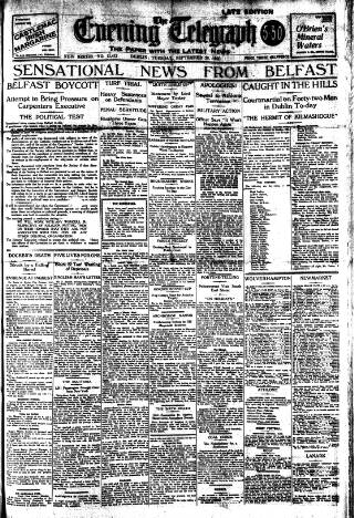cover page of Dublin Evening Telegraph published on September 28, 1920