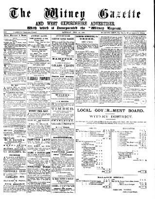cover page of Witney Gazette and West Oxfordshire Advertiser published on June 13, 1891