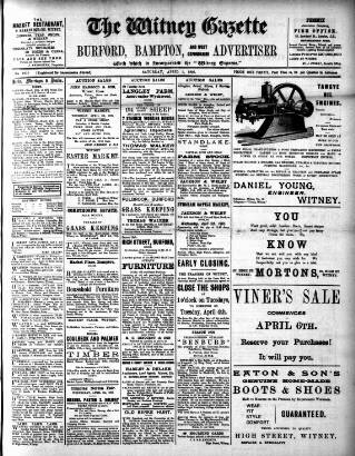 cover page of Witney Gazette and West Oxfordshire Advertiser published on April 1, 1905