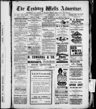 cover page of Tenbury Wells Advertiser published on November 2, 1818