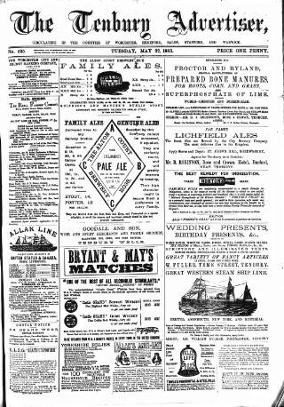 cover page of Tenbury Wells Advertiser published on May 22, 1883