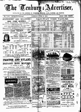 cover page of Tenbury Wells Advertiser published on June 13, 1893