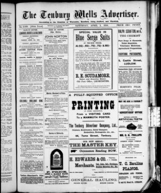 cover page of Tenbury Wells Advertiser published on April 1, 1916