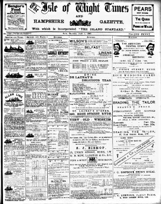 cover page of Isle of Wight Times published on April 1, 1897