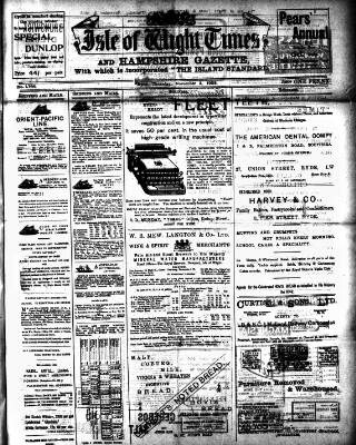 cover page of Isle of Wight Times published on November 2, 1905