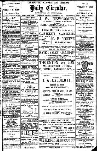 cover page of Leamington, Warwick, Kenilworth & District Daily Circular published on November 2, 1899
