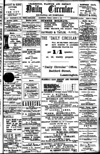 cover page of Leamington, Warwick, Kenilworth & District Daily Circular published on August 2, 1901