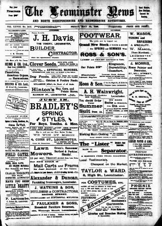 cover page of Leominster News and North West Herefordshire & Radnorshire Advertiser published on May 22, 1908