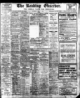cover page of Reading Observer published on April 1, 1911