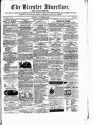 cover page of Bicester Advertiser published on November 2, 1861