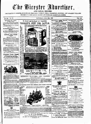 cover page of Bicester Advertiser published on June 13, 1863