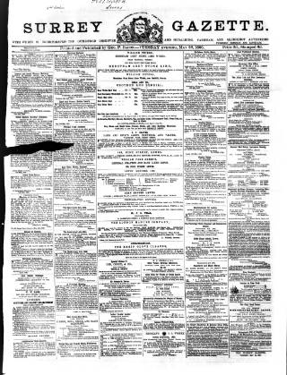 cover page of Surrey Gazette published on May 22, 1866
