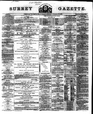 cover page of Surrey Gazette published on November 2, 1866