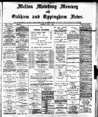 cover page of Melton Mowbray Mercury and Oakham and Uppingham News published on April 1, 1886