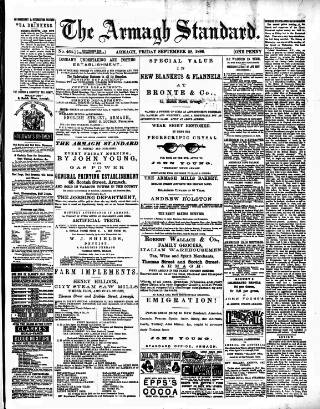 cover page of Armagh Standard published on September 28, 1888
