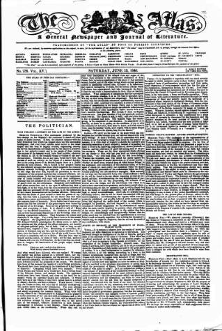 cover page of Atlas published on June 13, 1840