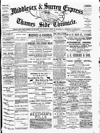 cover page of Middlesex & Surrey Express published on April 1, 1893