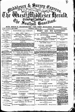 cover page of Middlesex & Surrey Express published on June 13, 1900