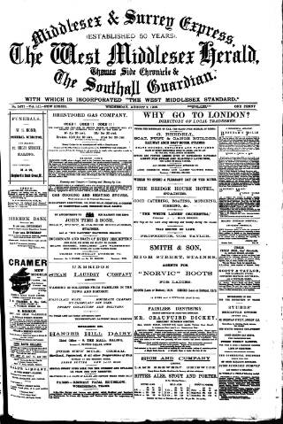 cover page of Middlesex & Surrey Express published on August 2, 1905