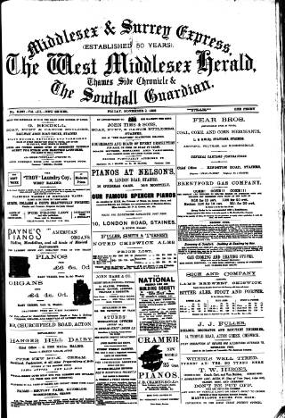 cover page of Middlesex & Surrey Express published on November 2, 1906