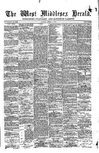 cover page of West Middlesex Herald published on April 1, 1891