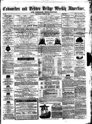 cover page of Todmorden Advertiser and Hebden Bridge Newsletter published on June 13, 1868