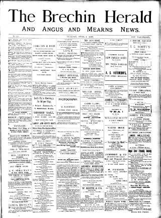 cover page of Brechin Herald published on April 1, 1890